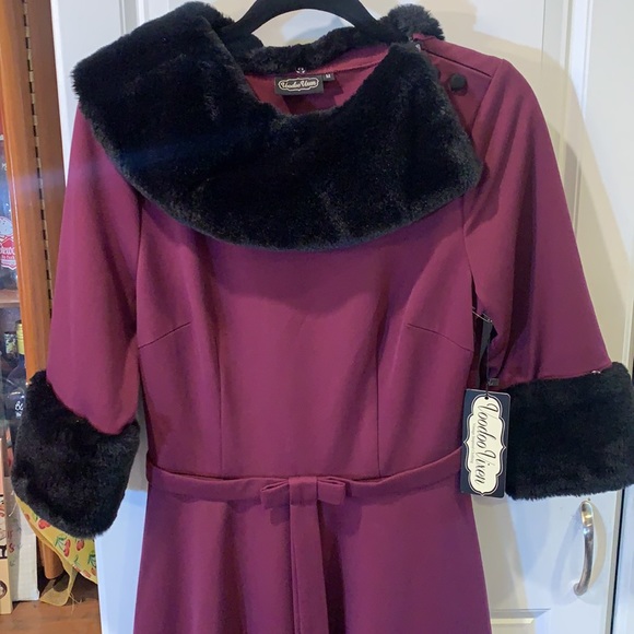 Rockabilly Pinup Girl Voodoo Vixen Vintage Retro 1950/1950 Dress NWT Belle Fur M - Picture 3 of 10